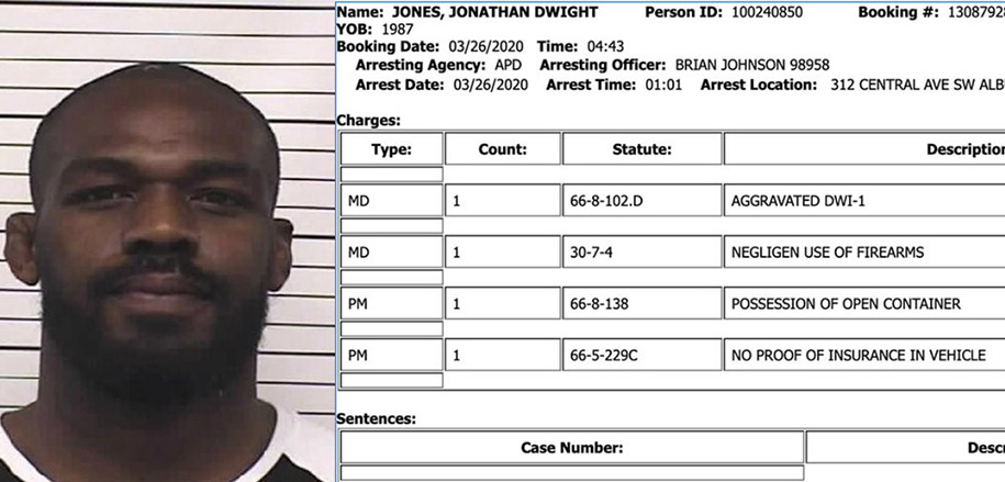 Jon Jones bị bắt, dính cáo buộc sử dụng súng và chất kích thích trái phép